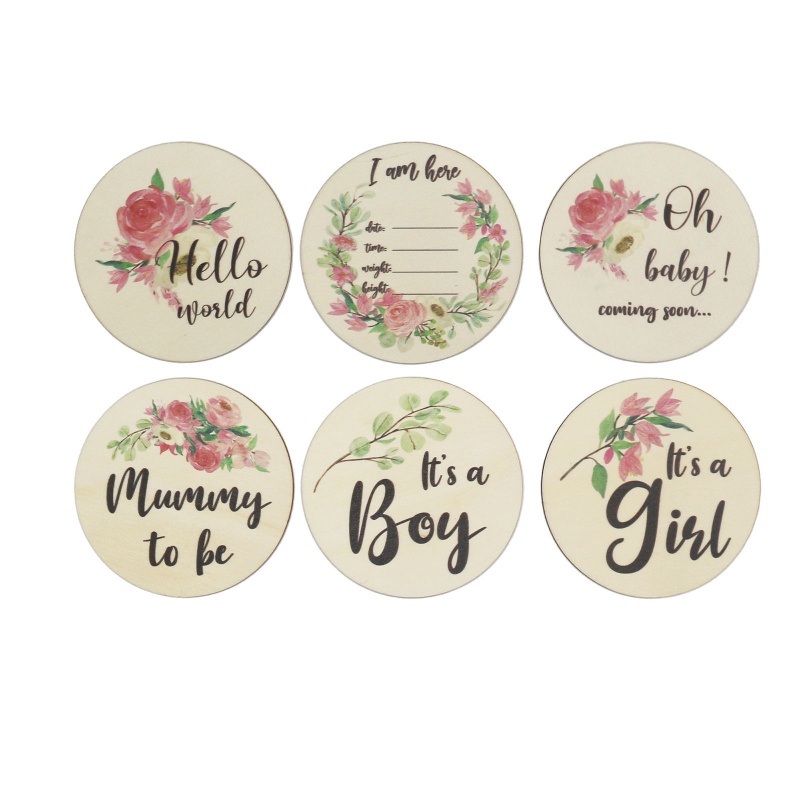 Set 6 Tấm Thẻ Ghi Chú Đánh Dấu Cột Mốc Phát Triển Theo Tháng Làm Thủ Công Kỷ Niệ