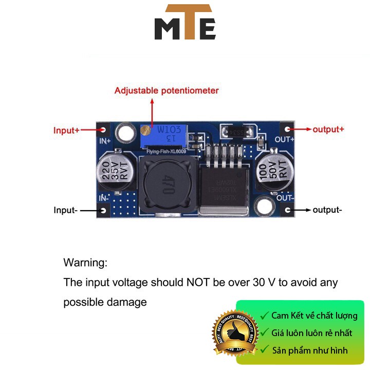 Mạch nguồn tăng áp có thể điều chỉnh xl6009 4A - Module nguồn boost