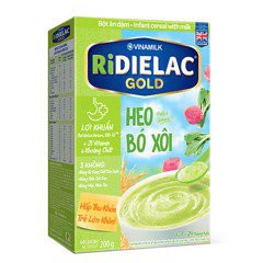 Bột ăn dặm RIDIELAC GOLD Heo bó xôi - Hộp giấy 200g