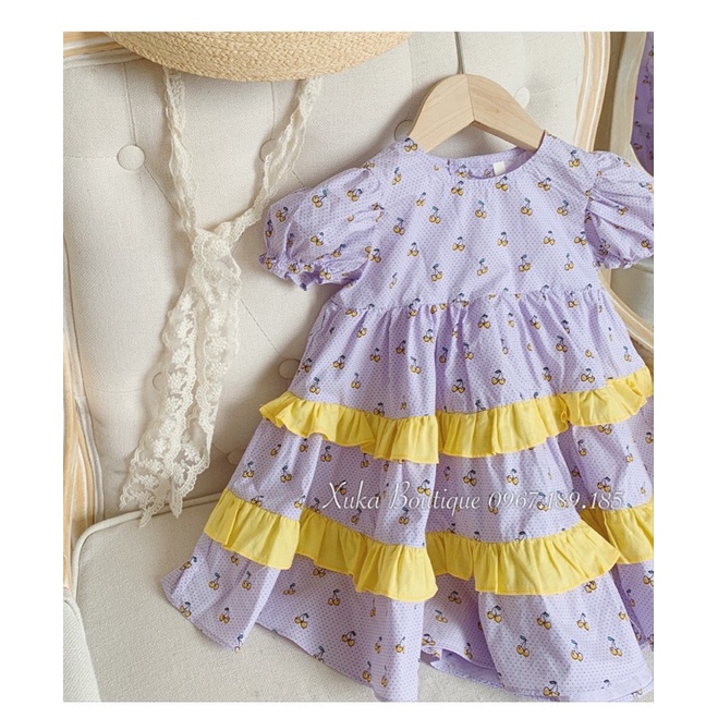 Váy Trẻ Em Màu Tím | Váy Xoè Công Chúa BabyDoll Quảng Châu Cao Cấp Cho Bé 1 - 8 tuổi Hãng GALAKOKO [Ảnh Thật]