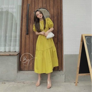 Đầm maxi tay phồng chạy moking y hình
