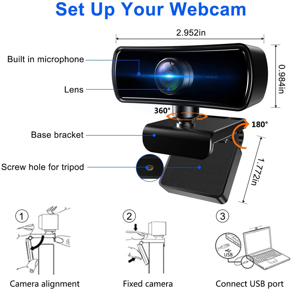 Webcam 2K 2040 * 1080P HD máy tính PC có Micrô truyền hình trực tiếp công việc hội nghị gọi video | BigBuy360 - bigbuy360.vn