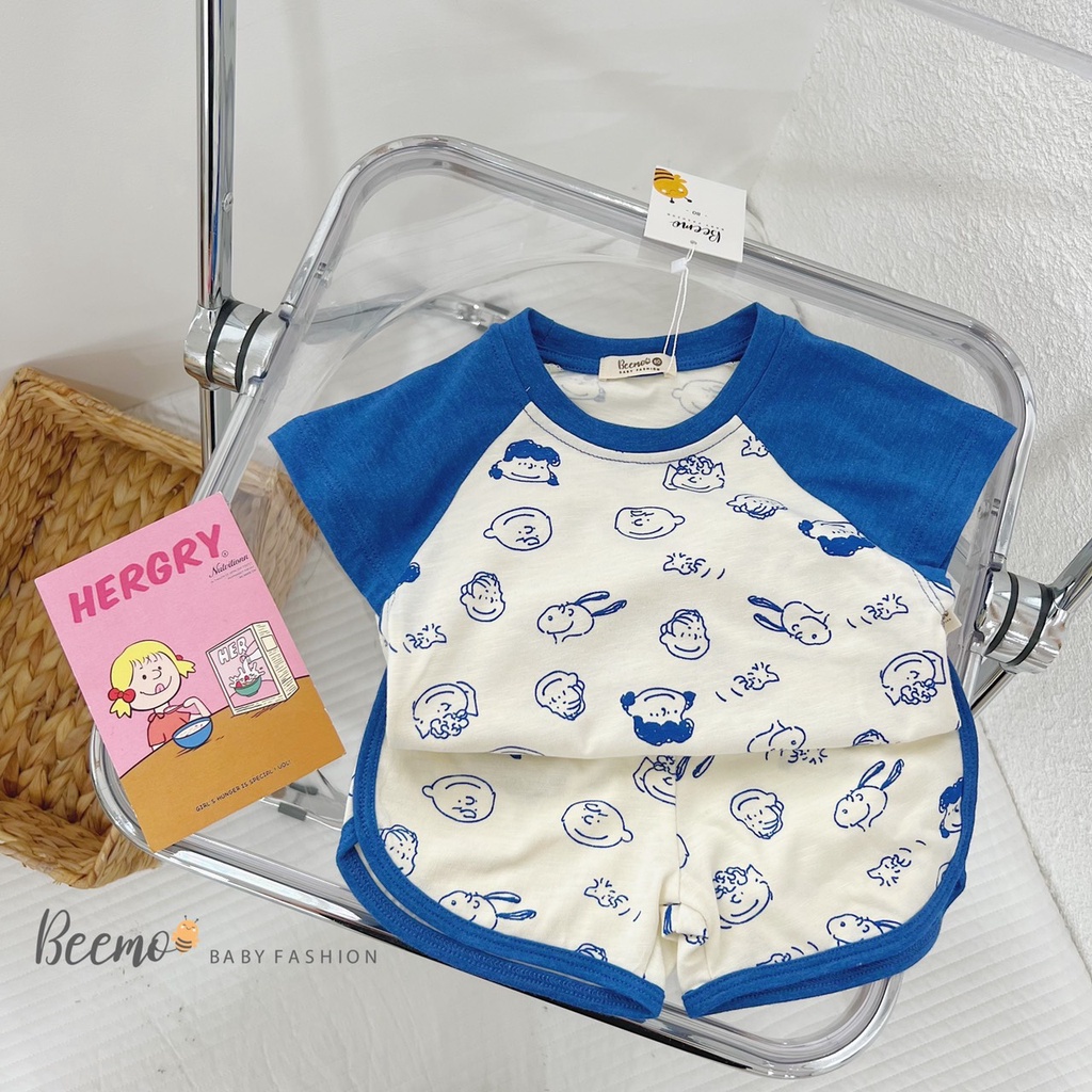 Set bộ cộc tay Beemo chất liệu cotton in hình Snoopy and Friends cho bé trai, bé gái từ 1 đến 6 tuổi - 22B080