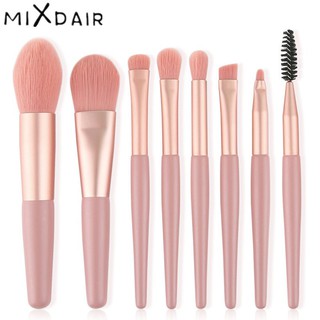 Set 8 cọ trang điểm MIXDAIR mini nhỏ gọn màu macaron thiết kế thời trang để mang đi du lịch