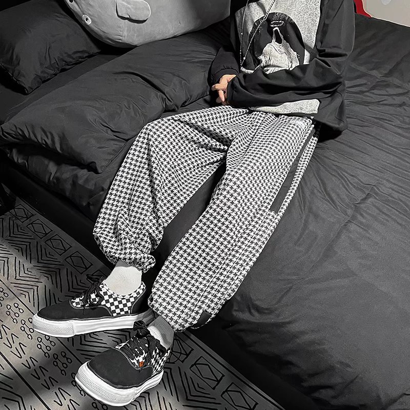 Quần Jogger In Họa Tiết Houndstooth Thời Trang Dành Cho Nam Size S-3XL