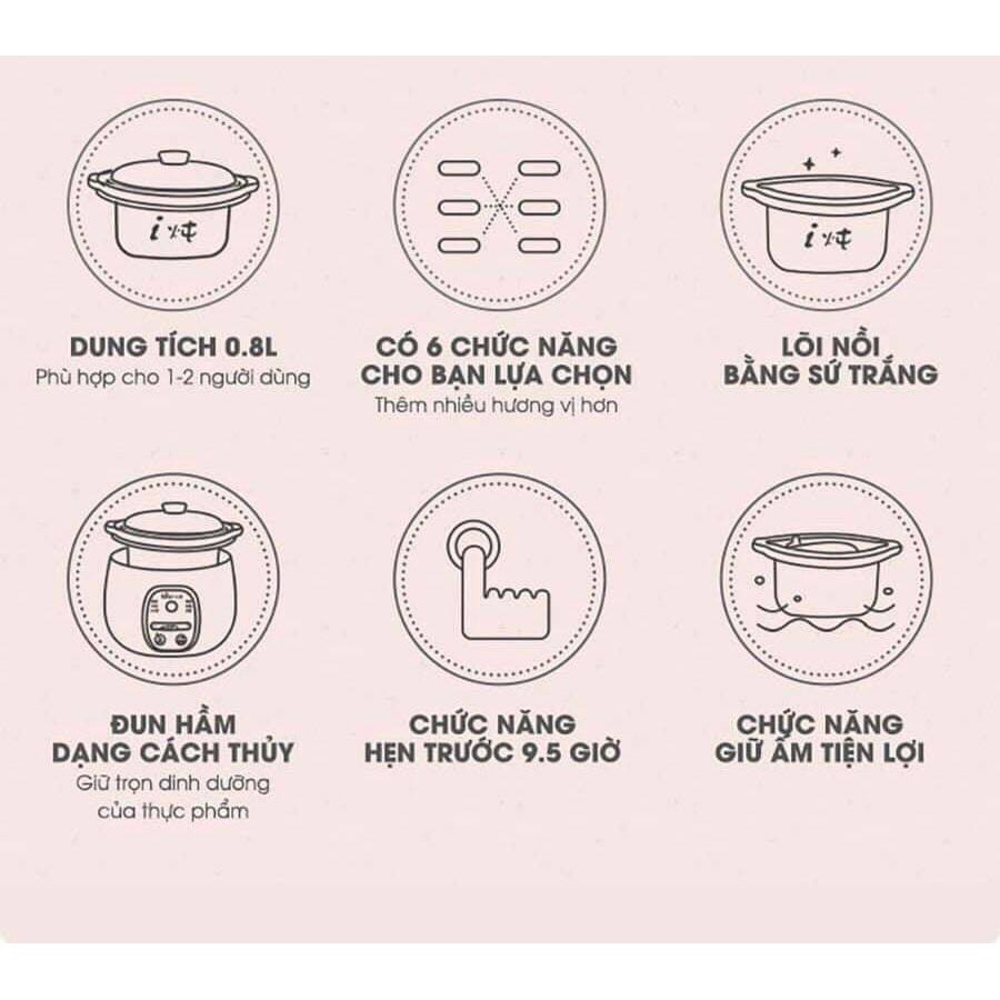Nồi Nấu/ Hầm Cháo Bear Dung Tích 0,8L/1,6L Tiện Lợi Cho Mẹ Và Bé | BigBuy360 - bigbuy360.vn