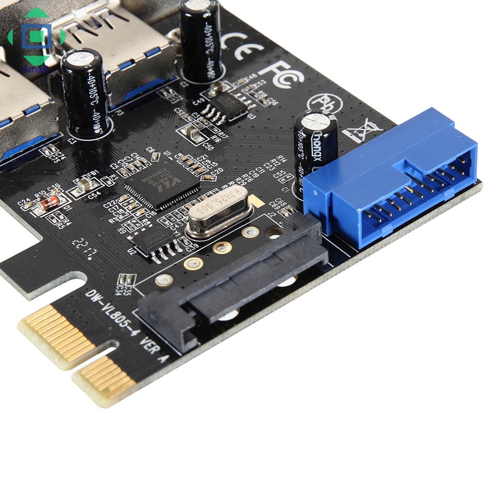 (Shop Amart) Mạc mở rộng PCI-E sang 2 cổng USB 3.0 5-Port với kết nối 20Pin Connector PC A