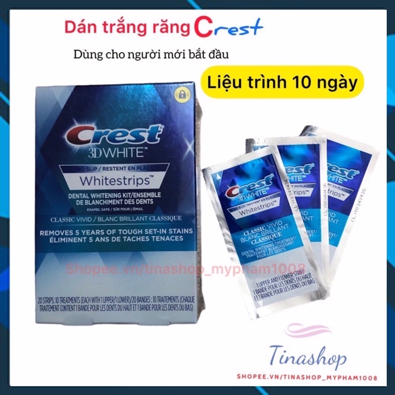 Hộp dán trắng răng Crest 3D White Classic Vivid