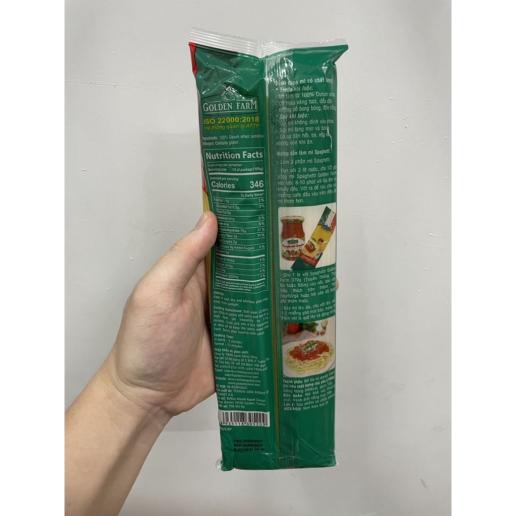 Mì Spaghetti 500g Golden Farm mềm hoàn hảo cùng hương thơm tự nhiên, giúp bạn dễ dàng chế biến món mì Ý HBAUTO