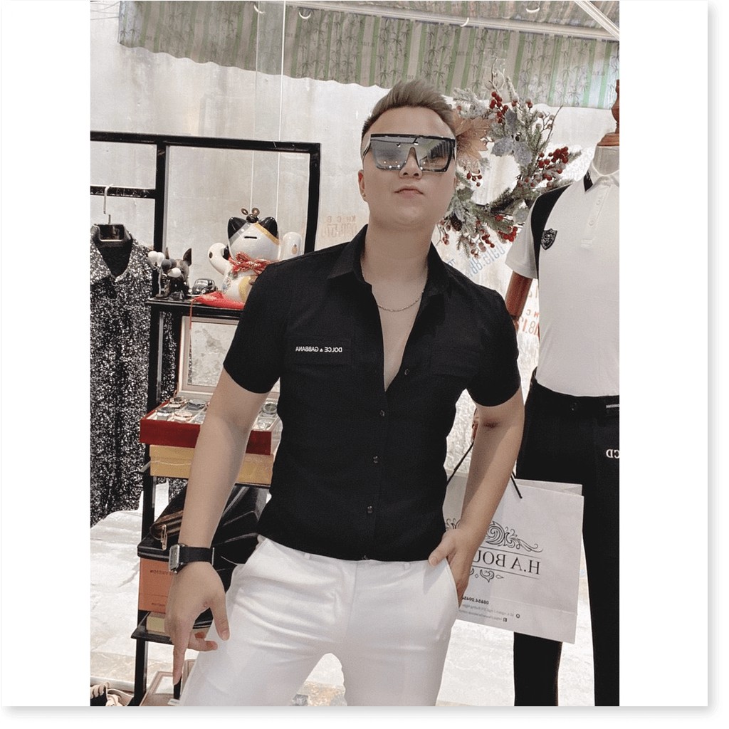 Áo Sơ Mi Nam Vải Đũi Thêu Chữ Cá Tính  Mềm Mịn Không Nhăn ! HP