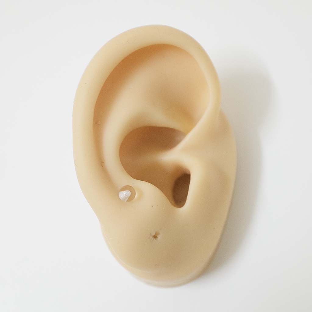 [1 Chiếc] Khuyên Tai Titan Unisex 2 Đầu Bi Trong Suốt Nhựa Không Gỉ Sét Không Ngứa Bông Tai Julies Box 66