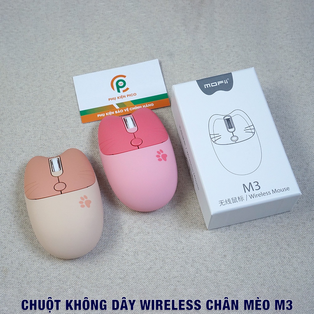 Chuột không dây hồng - Chuột Bluetooth máy tính không dây Wireless dễ thương chân mèo hình thú đối thủ của Logitech