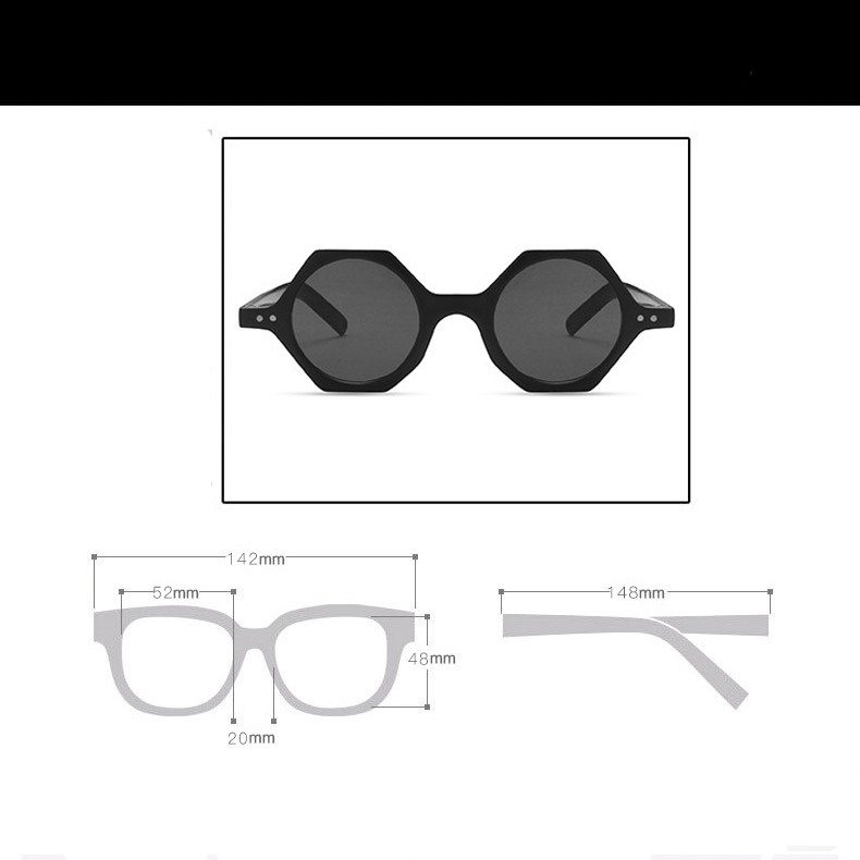 Kính Mát Thời Trang Lục Giác kèm Bao da - Geometric Sunglasses [Ảnh thật]