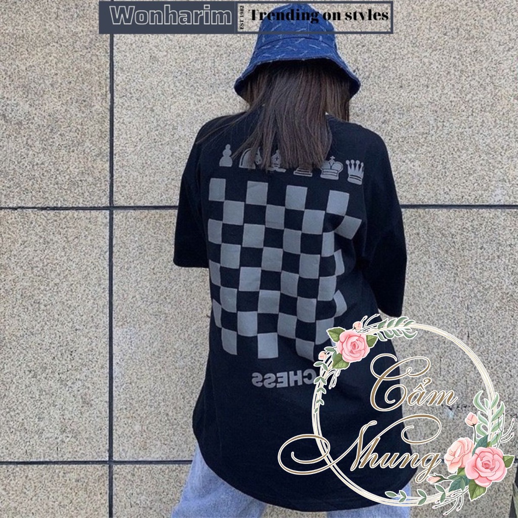 Áo Thun Tay Lỡ Bàn Cờ Vua CAMNHUNG Áo Thun Nam Nữ Unisex Hot Hit