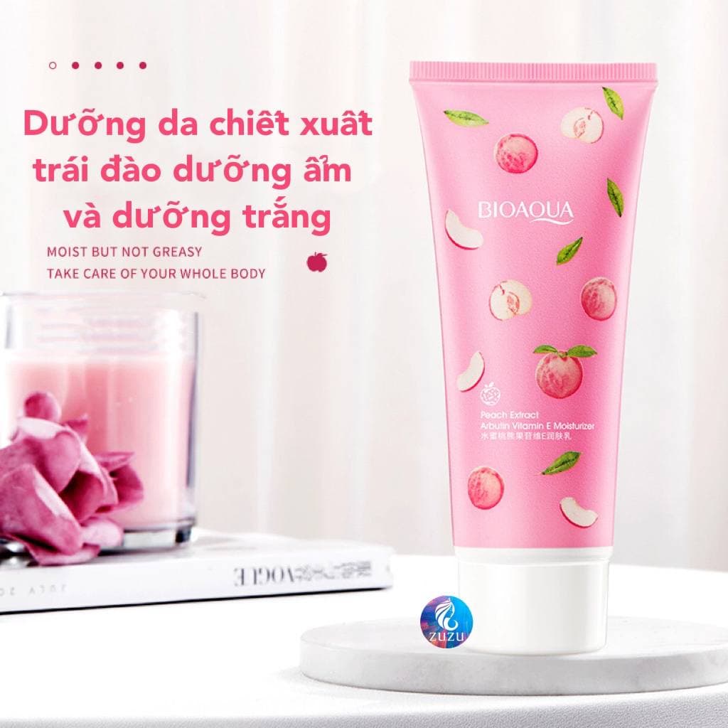 Sữa Dưỡng Thể Trắng Da, thu nhỏ lỗ chân lông Tinh Chất Đào BIOAQUA ZUZUcosmetic