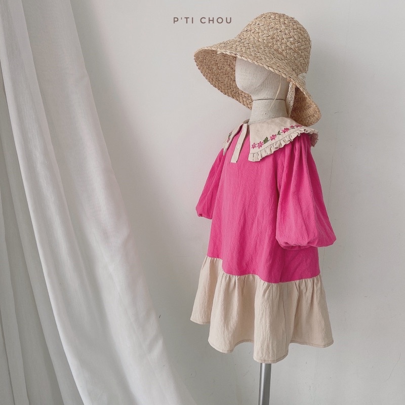 Váy bé gái đuôi cá thiết kế P'ti chou ( Sami dress ) váy đũi mềm thêu cổ