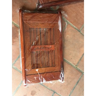 [ Tặng Khay INOX ] Khay Trà Nan Gỗ Hương Cao Cấp