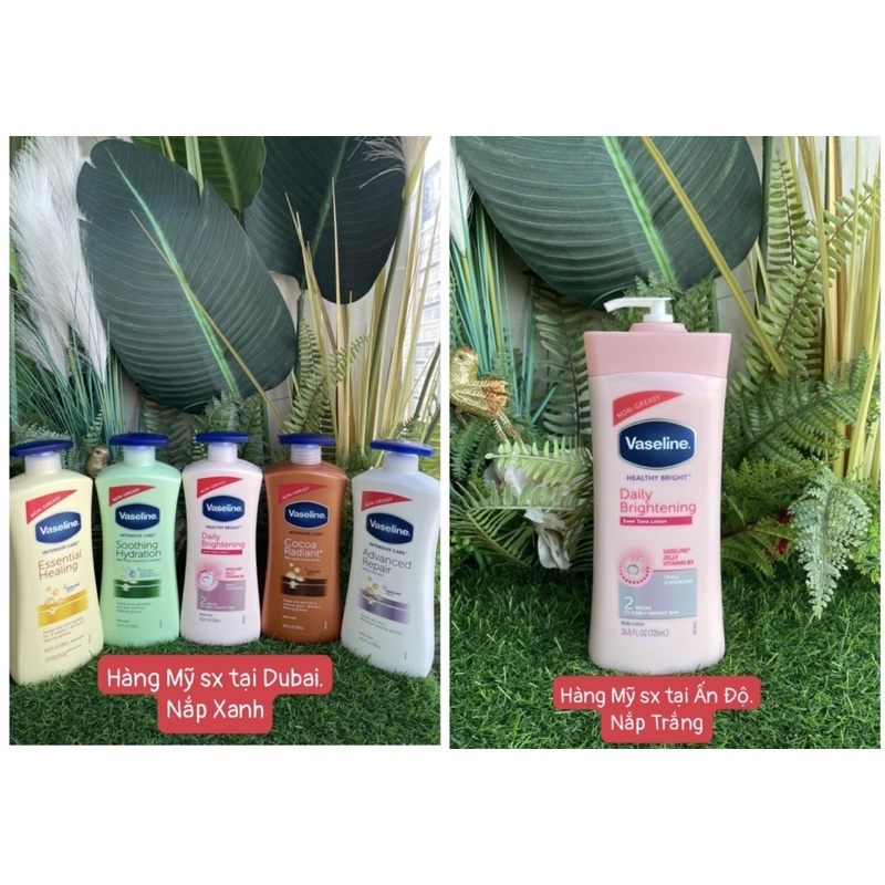 Sữa dưỡng thể trắng da toàn thân Vaseline của Mỹ loại 725ml