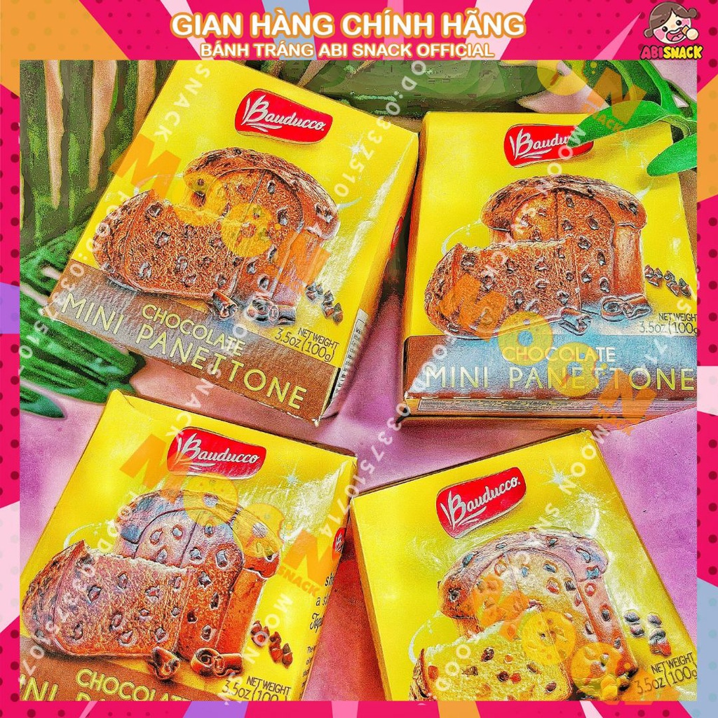 bánh bông lan hộp mini Bauducco Mini Panettone Original hộp 100g công thức Ý