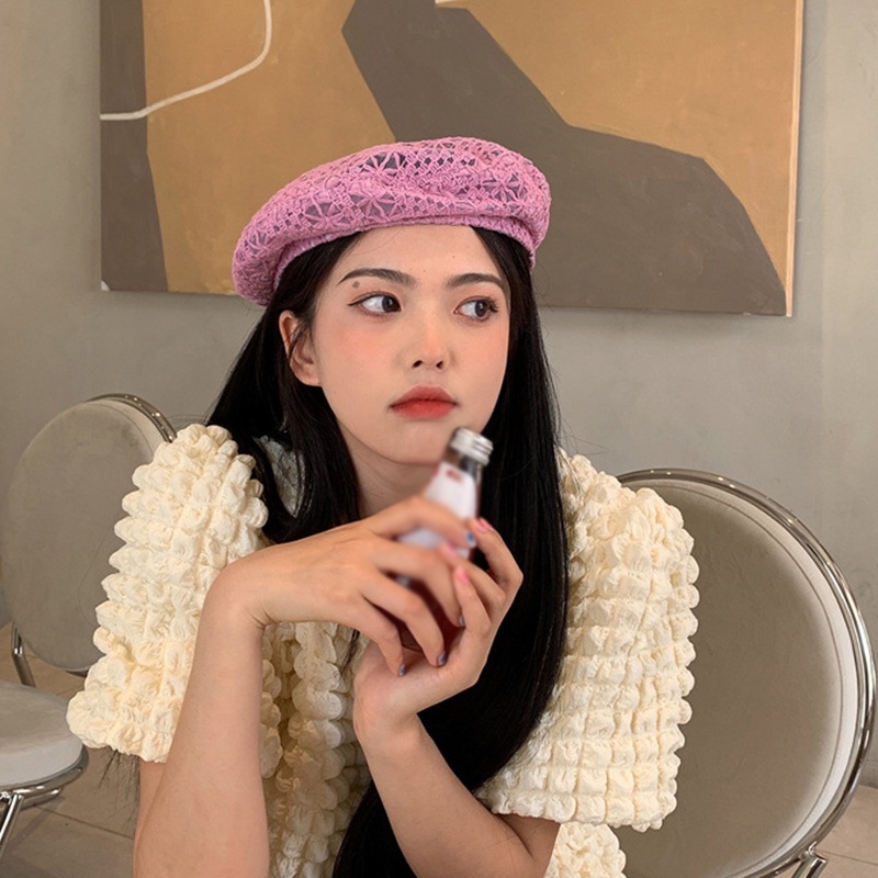 Mũ Nồi Phối Ren Lỗ Thoáng Khí Thời Trang Mùa Hè Cho Nữ