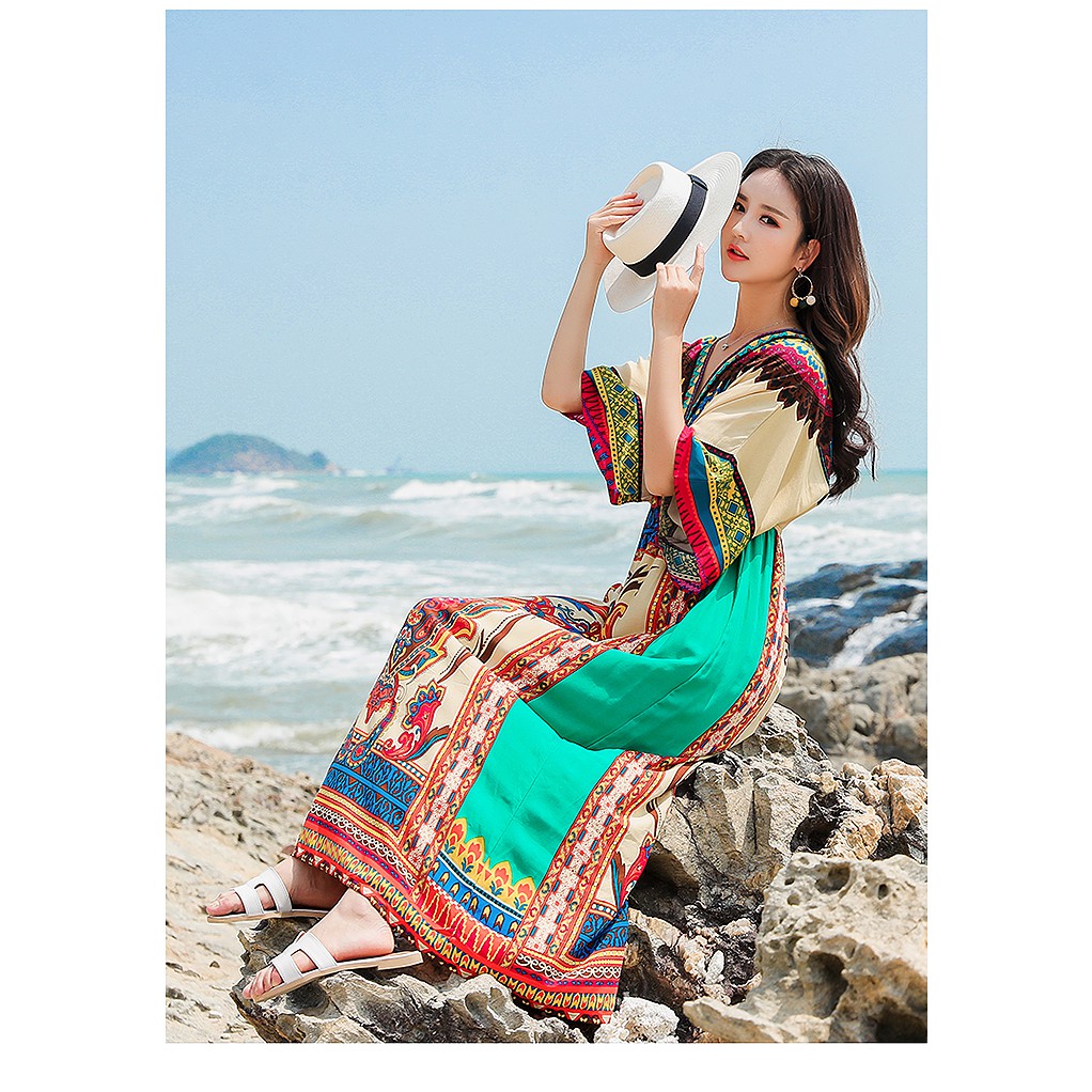 Đầm Thổ Cẩm Boho Phuket ❤️FREESHIP❤️Váy Vintage | BigBuy360 - bigbuy360.vn