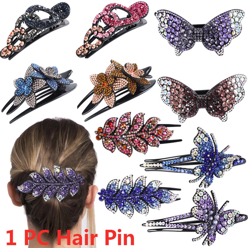 Kẹp tóc hình hoa bướm đính đá thời trang