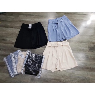 Quần short nữ cạp cao ống rộng dày dặn có belt