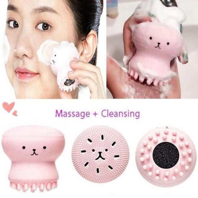 [RẺ VÔ ĐỊCH] Cọ bạch tuộc rửa mặt massage 2 đầu làm sạch sạch mụn cám, đầu đen, da mịn màng