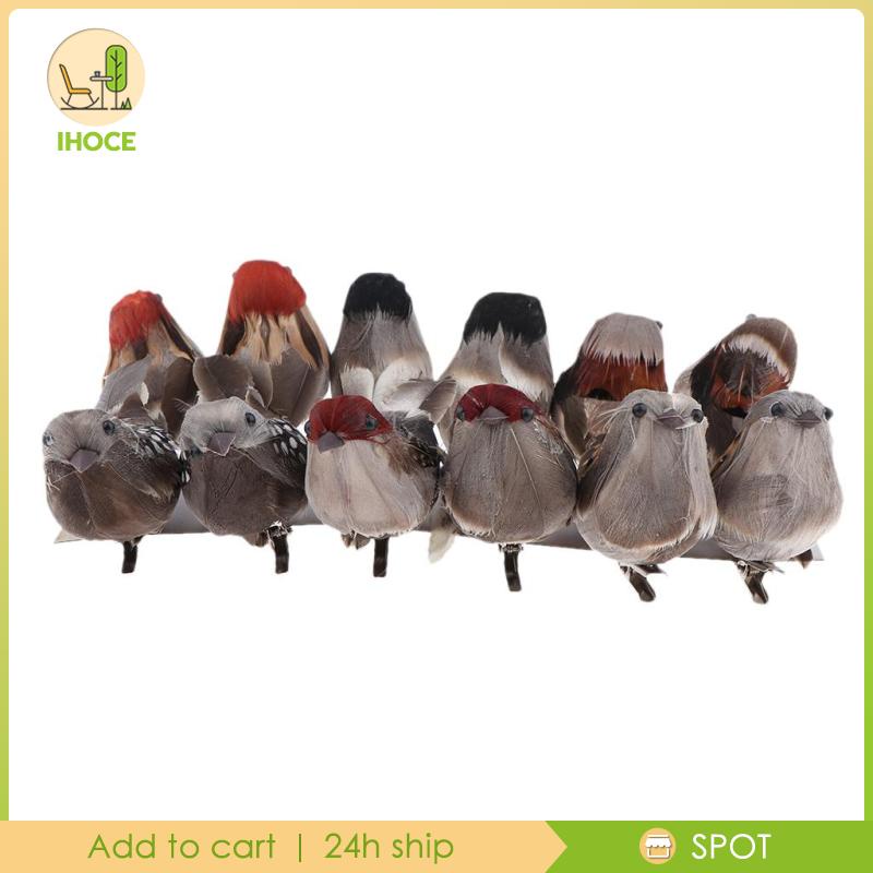Chim Sẻ / Taxidermy Mini Nhân Tạo Có Lông Vũ Trang Trí Sân Vườn