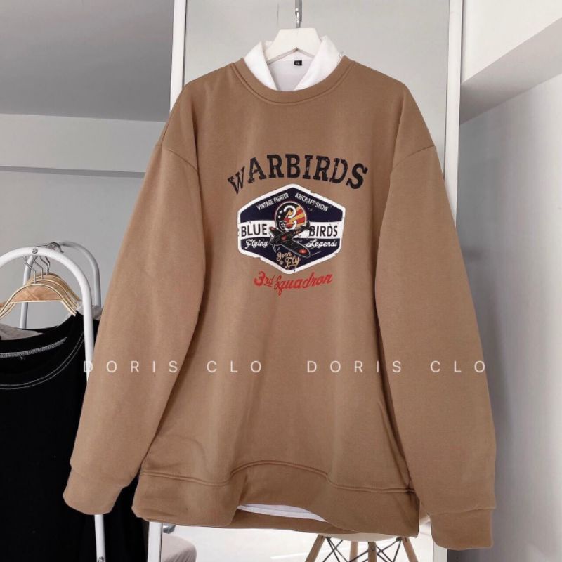 Áo Sweater WARBIRDS Cổ Tròn Siêu Hot, Màu Nâu Độc Lạ From Unisex Tay Bồng ( Ảnh Thật 100%) | BigBuy360 - bigbuy360.vn