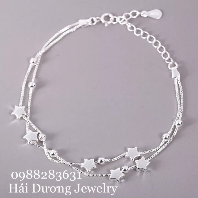 Lắc chân nữ sao đôi bạc italy cao cấp 925