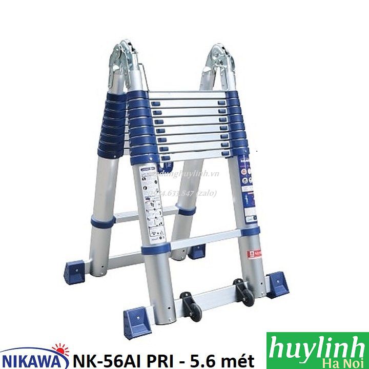 Thang nhôm rút đôi chữ A Nikawa NK-56AI PRI - 5.6 mét - Có bánh xe