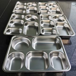 Combo 5 bộ mâm cơm inox 5 ngăn  sâu lòng 28 x22 cao 4cm