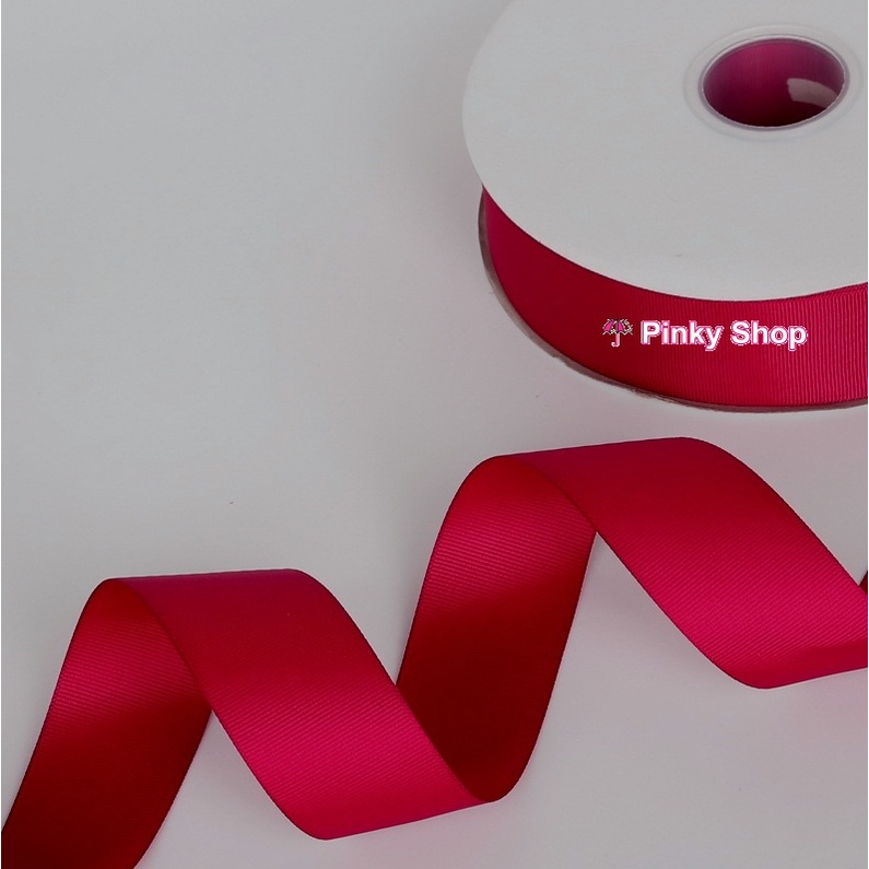 Ruy băng gân vải trơn 38mm cuộn 20m màu đỏ, hồng đậm, xanh mạ, làm nơ, gói quà phụ kiện handmade Pinky Shop