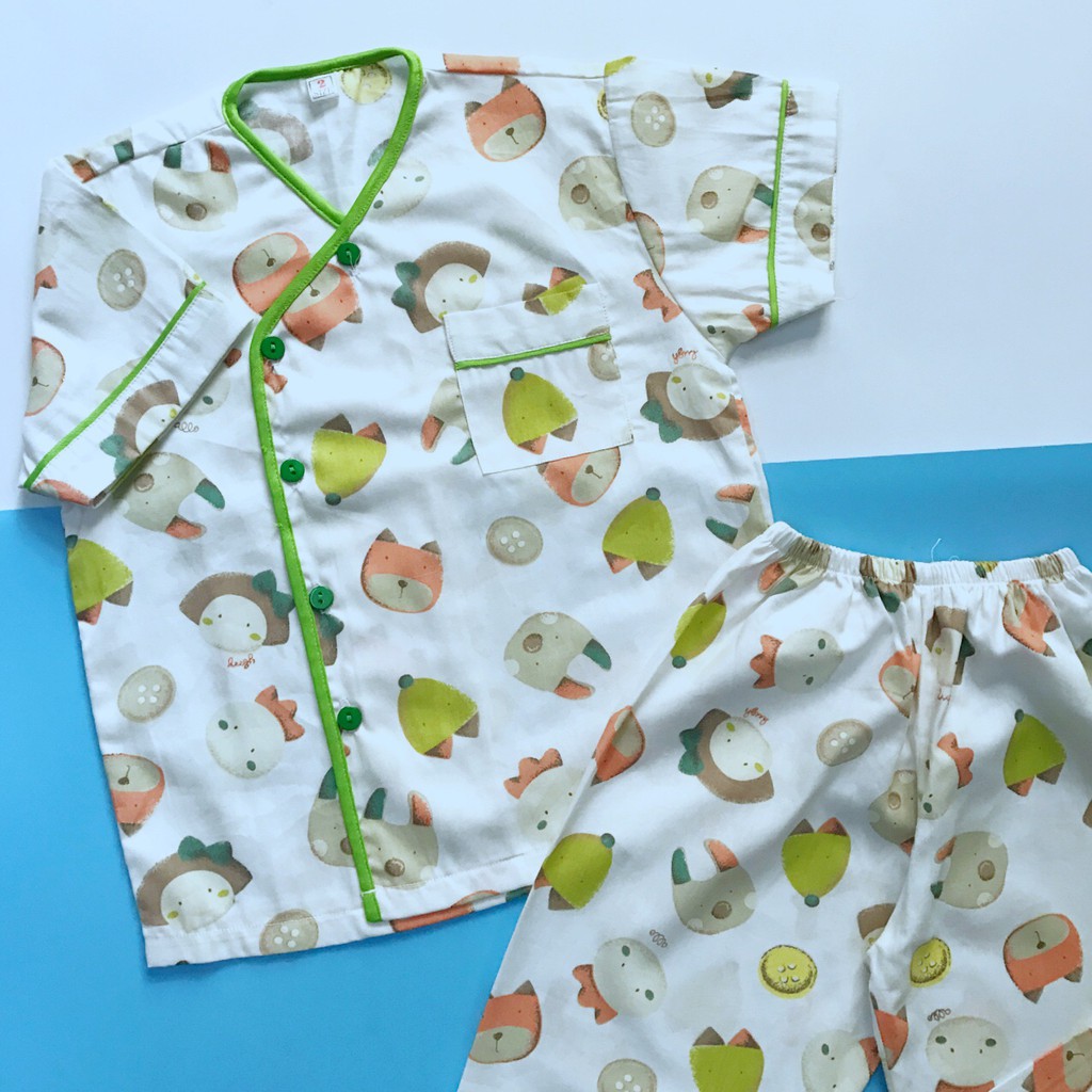 Pijama cho bé vải cotton mềm mịn hút mồ hôi - Cáo hạt dẻ 10-45kg
