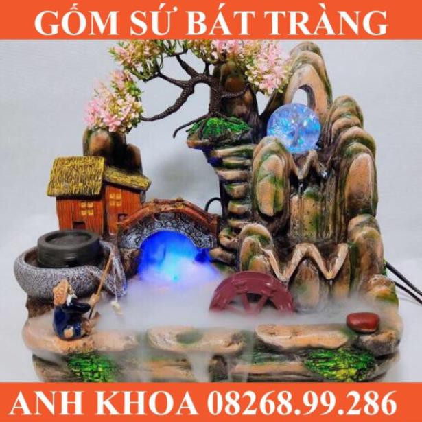 Thác nước phong thuỷ mới ngôi nhà hoa đào - Gốm sứ Bát Tràng Anh Khoa