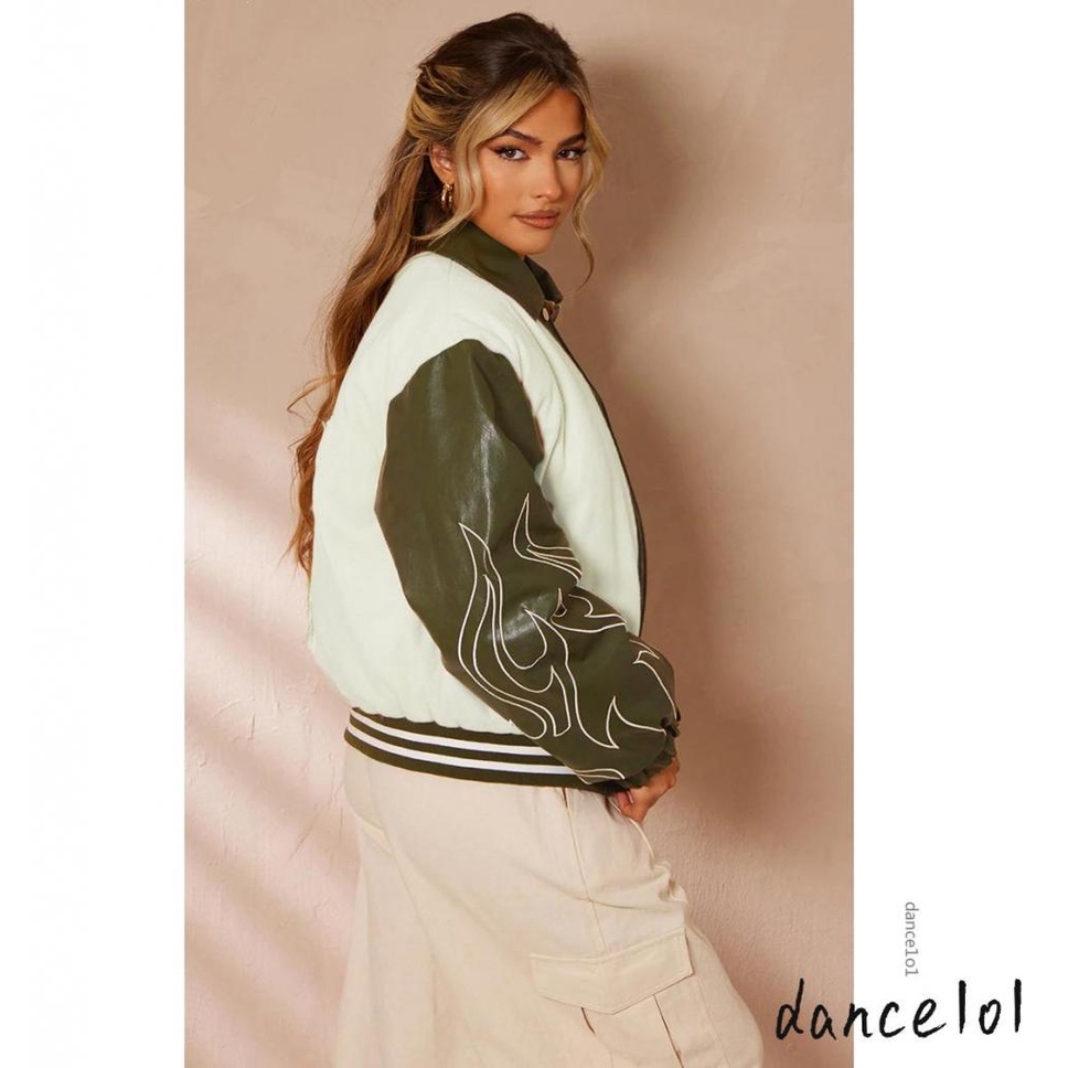 Áo Khoác Bóng Chày Nữ Tay Dài Khóa Kéo 1O1