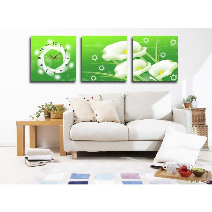 hàng chuẩn đẹp giảm giá Tranh đồng hồ ghép 3 bức 1m2
