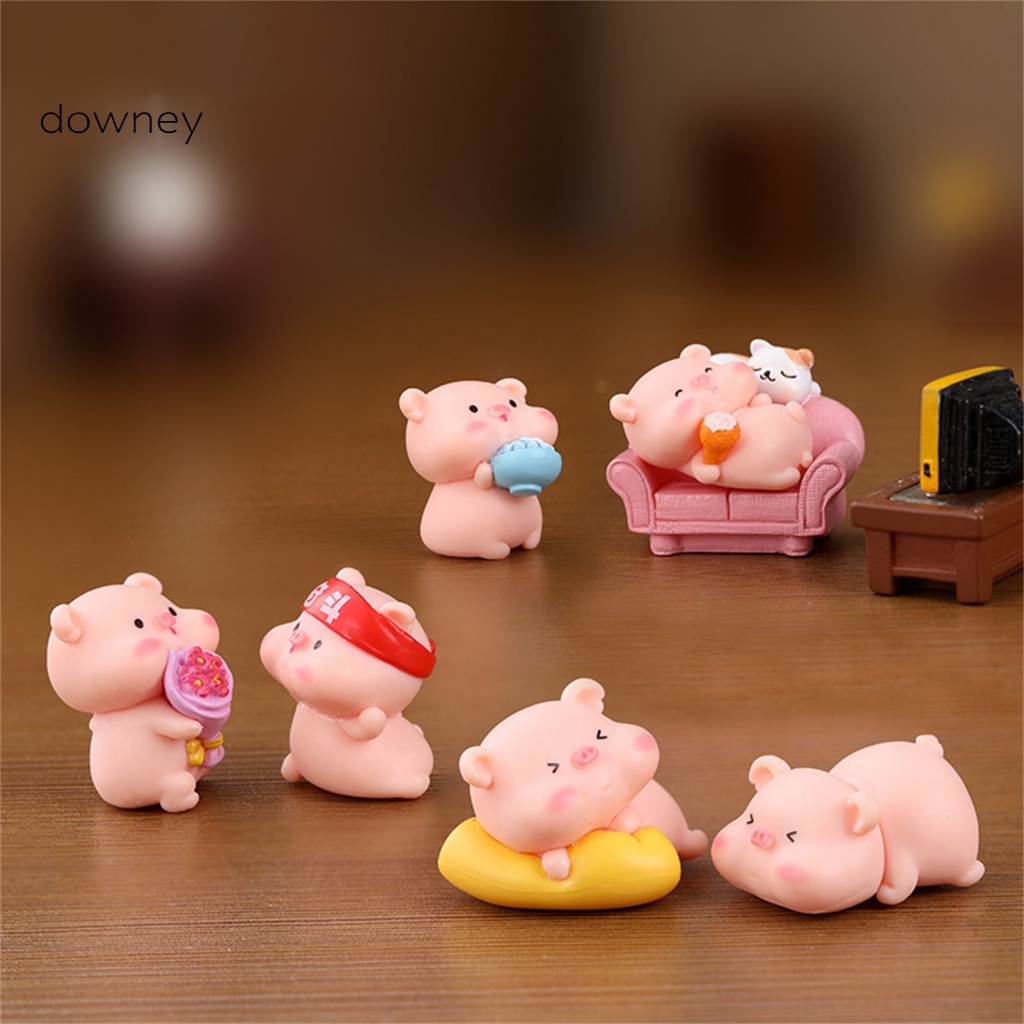 Set 6 Tượng Heo Con Mini Trang Trí Bắt Mắt