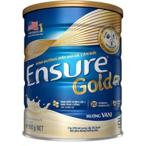 Sữa bột Ensure Gold hương vani, vani ít ngọt, lúa mạch, cà phê 850g date mới