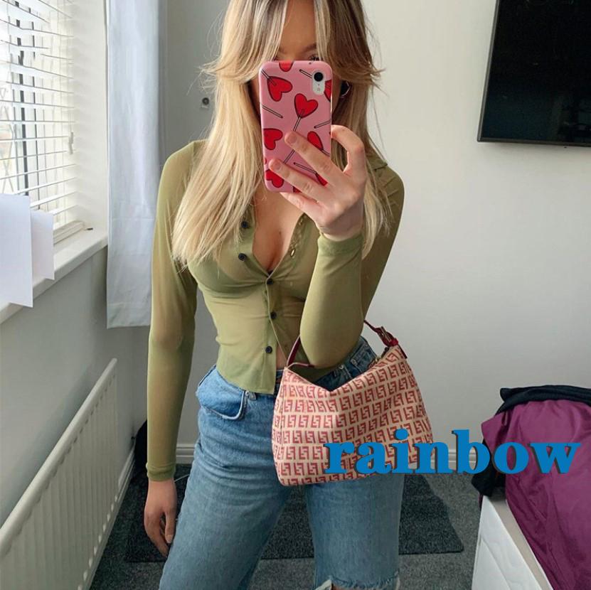 //Áo Sơ Mi Nữ Tay Dài Họa Tiết Sọc Cầu Vồng Cá Tính | BigBuy360 - bigbuy360.vn