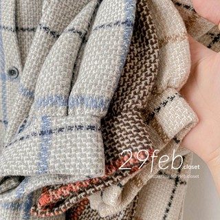 Áo sơ mi dạ kẻ oversize (Ảnh thật)