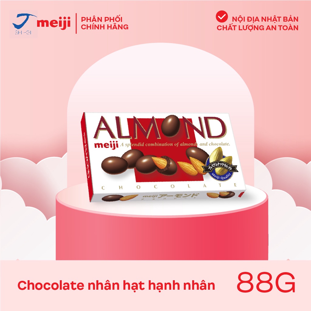 Socola nhân hạt Hạnh nhân Meiji Almond Chocolate Nhật Bản 88g