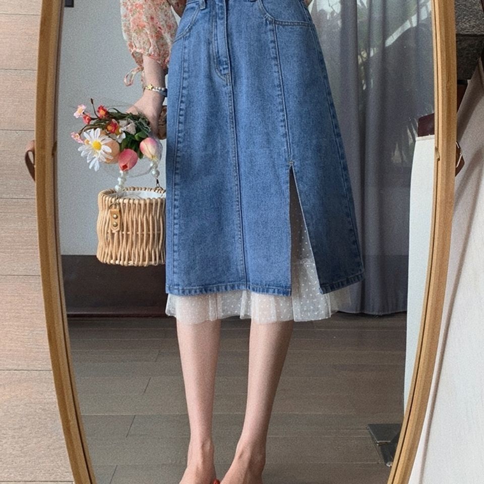 Chân váy jean Phối Ren Xinh Xắn Dành Cho Nữ