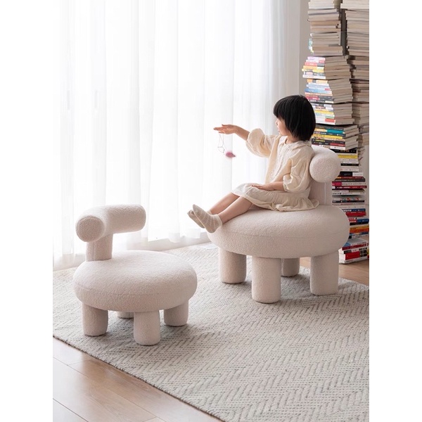 Ghế Noom tựa lưng lông cừu - phong cách Hàn Quốc