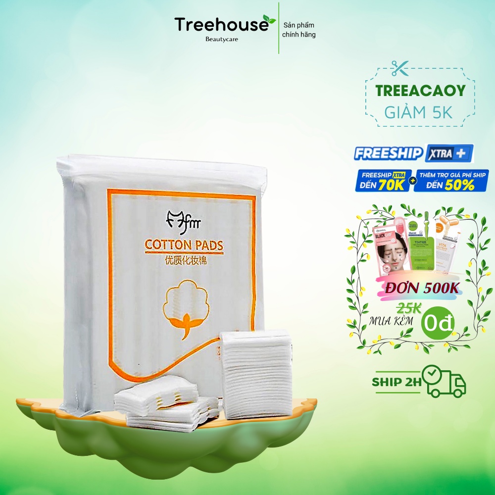 Bông tẩy trang cotton pads 3 lớp túi zip 222 miếng - Bông 222 miếng mẫu mới TREEHOUSE SHOP
