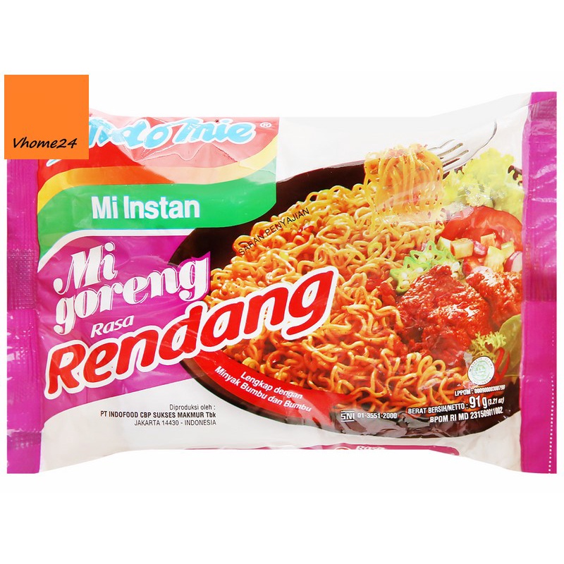 Mì xào khô Indomie Mi Goreng Rasa Rendang vị bò cay & vị sườn gói 91g | BigBuy360 - bigbuy360.vn