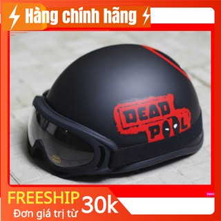 COMBO mũ ( nón ) bảo hiểm nửa đầu 1/2 Deadpool/ siêu nhân bựa + Kính uv 400 bảo hành 1 năm