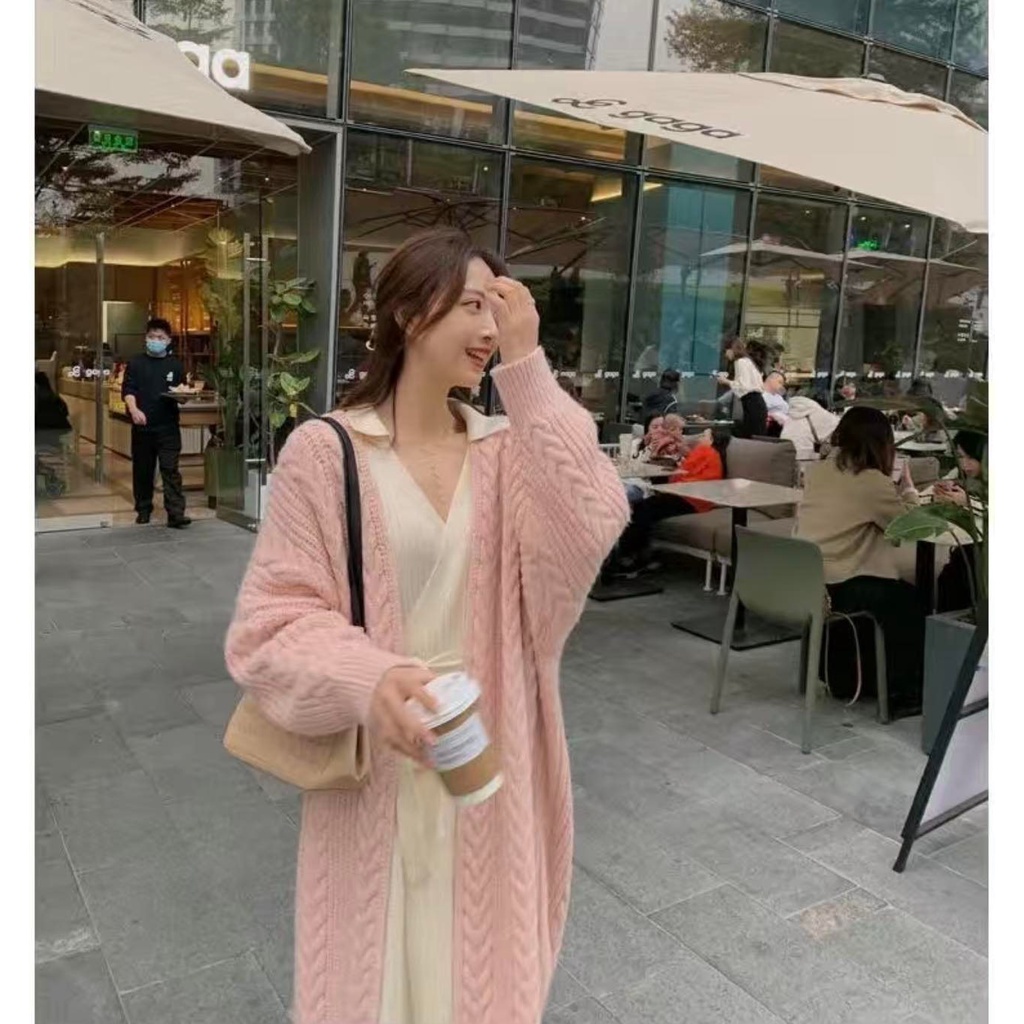 Áo cardigan len dáng dài chất dày mịn Quảng Châu