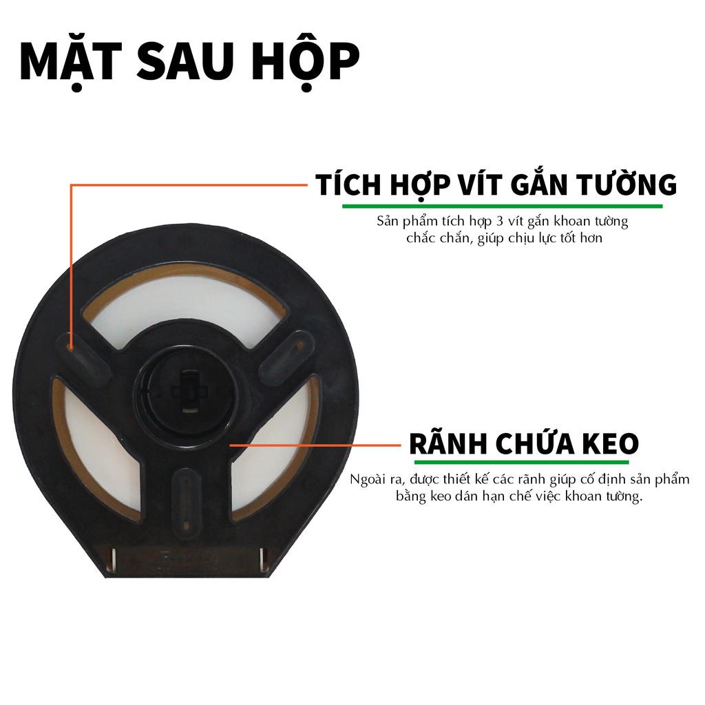 (Quà Tặng 39k) Hộp đựng giấy vệ sinh cuộn lớn gắn tường  Roto Đen/Trắng Bảo hành 10 năm